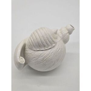 R.H. Macy Ceramic Shell Tea Pot W/ Lid and Handle Vintage White